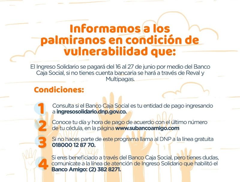 Hasta el 27 de junio se accederá al subsidio de Ingreso Solidario