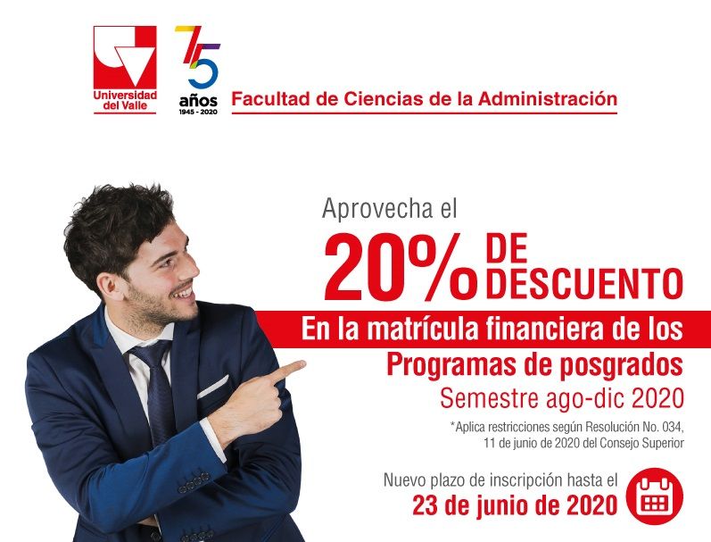 Univalle aprobó exenciones del 20% sobre matrículas de posgrados