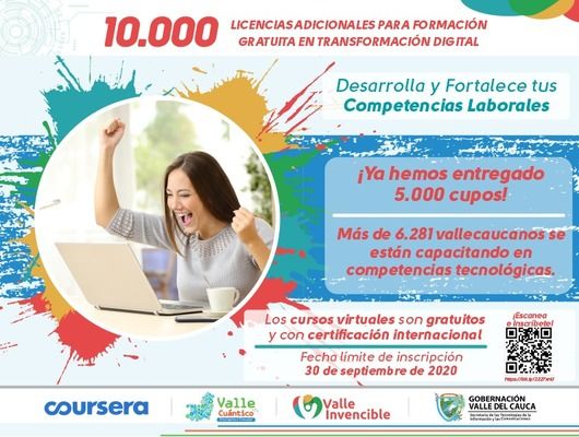 Vallecaucanos podrán acceder a 10 mil nuevos cupos para cursos de capacitación